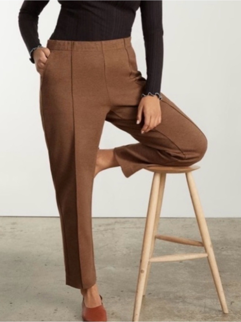 Everlane The Dream Pant Heathered Auburn Brown Tailored Elastic Waist Comfy M